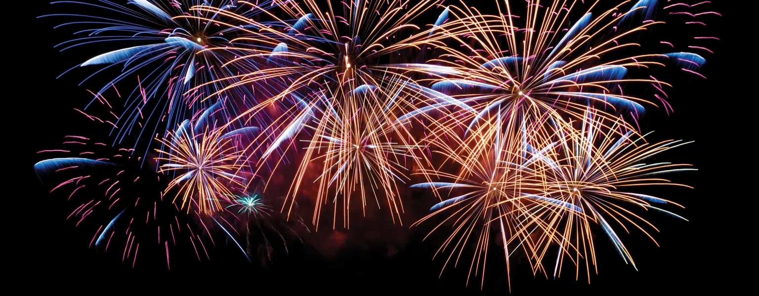 Fireworks against a black sky
